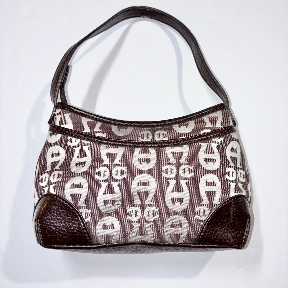 Vintage 90s Etienne Aigner Shoulder Bag Purse Jacquard Logo Leather Brown - Picture 4 of 10